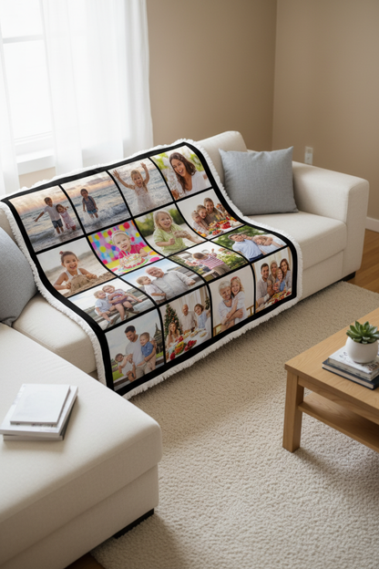 20 photo blanket with family photos
