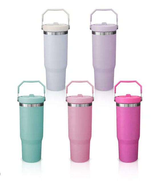 Kustom 30oz Sublimation Tumbler - with Handle Lid & Straw - Personalized