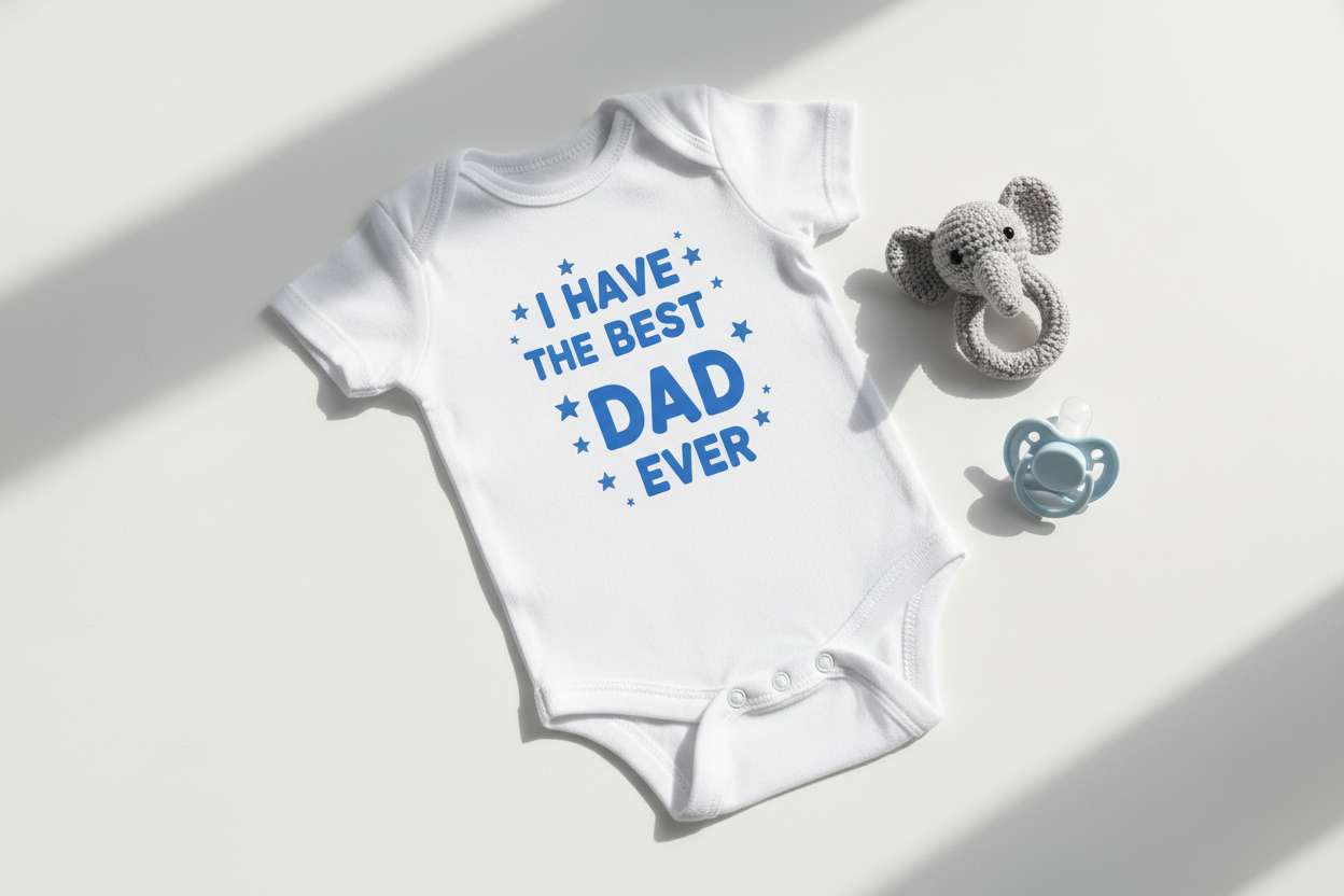 Best Dad Ever onesie laid out