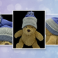 Blues and greys beanie with pompom collage