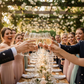 Bridal party toasting