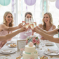 Bridal shower with engraved champagne flutes