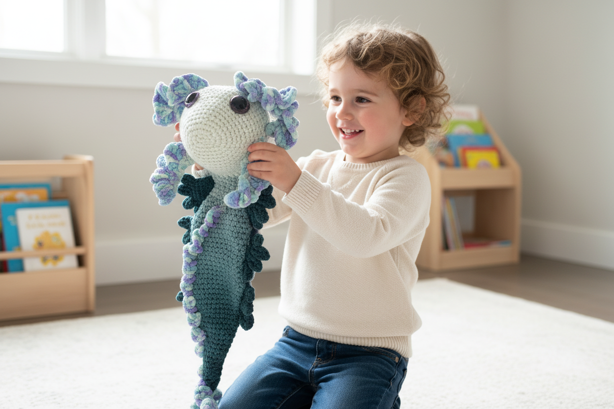 Child playing with teal Ashla