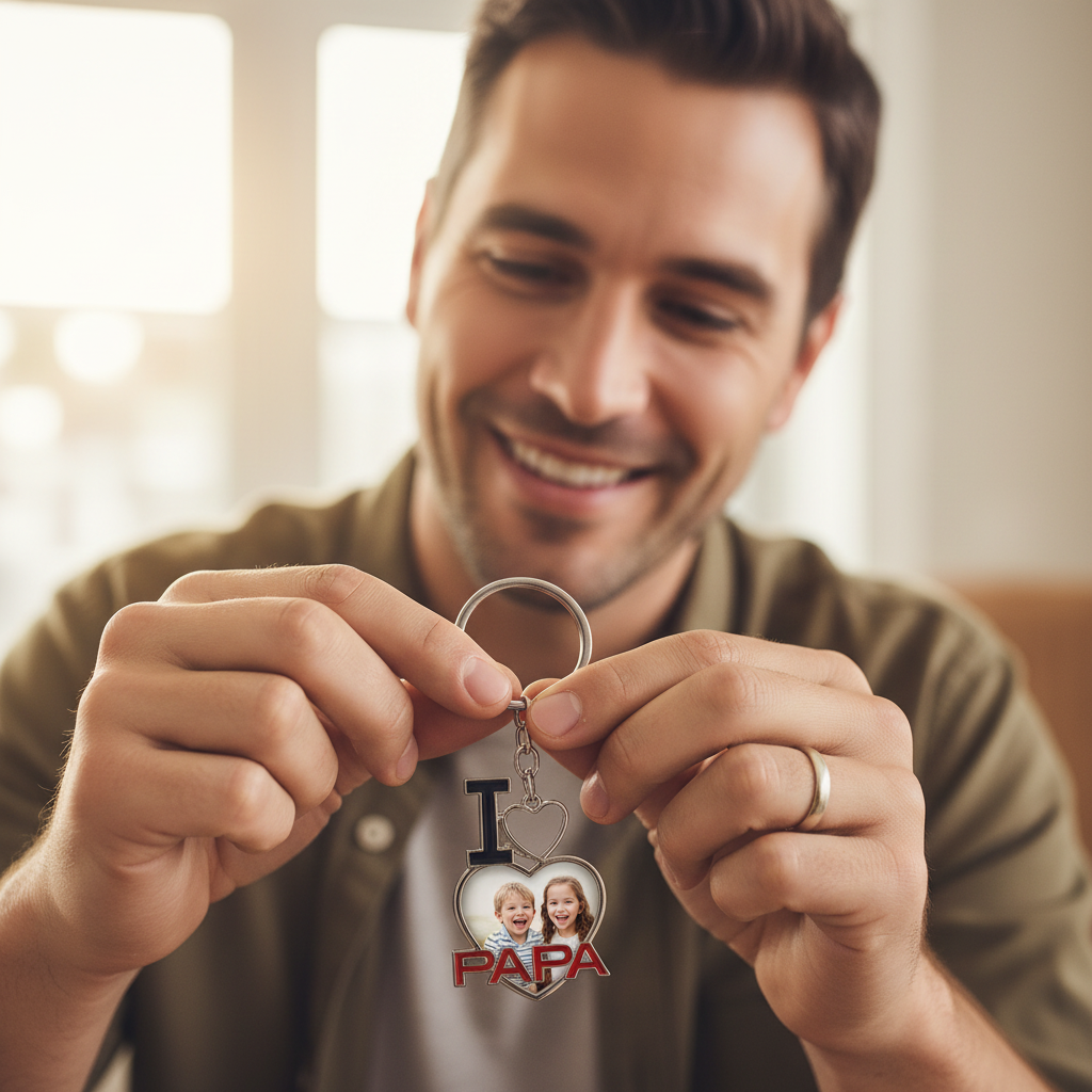 Dad with Papa keychain