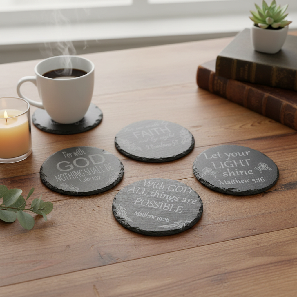 Engraved Slate Coasters Lifestyle Photo
