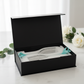 Enhanced champagne glasses in magnetic lift-top gift box