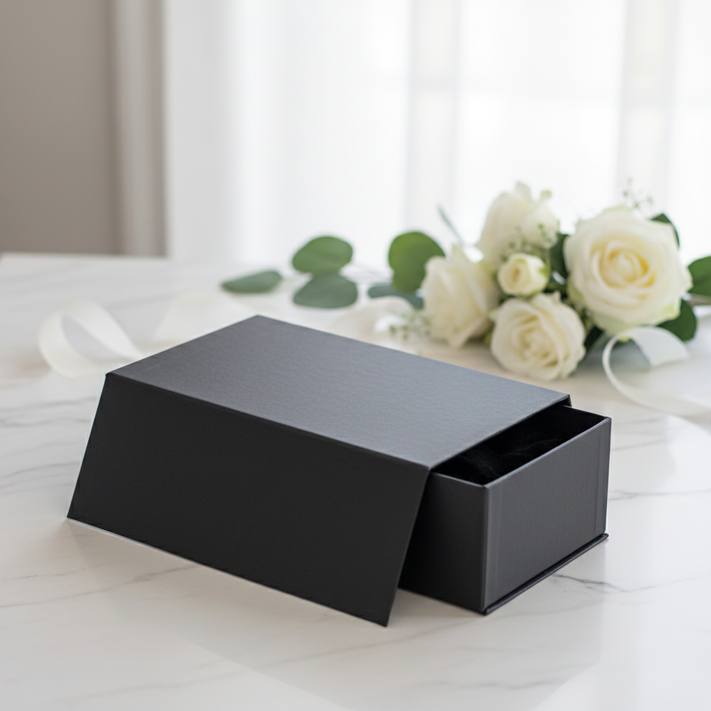 Enhanced gift box with lid open