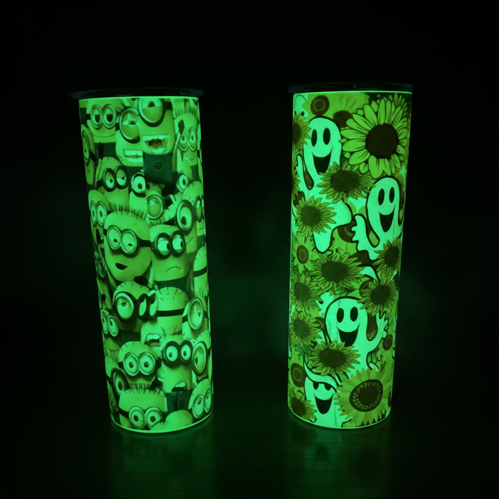 Glow-in-the-Dark Tumblers in Dark Scene