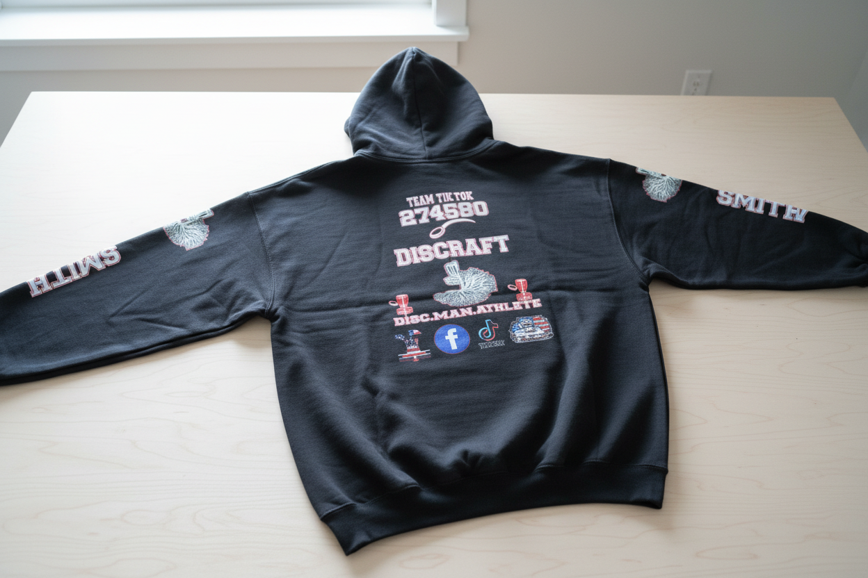 Gray pullover hoodie back view