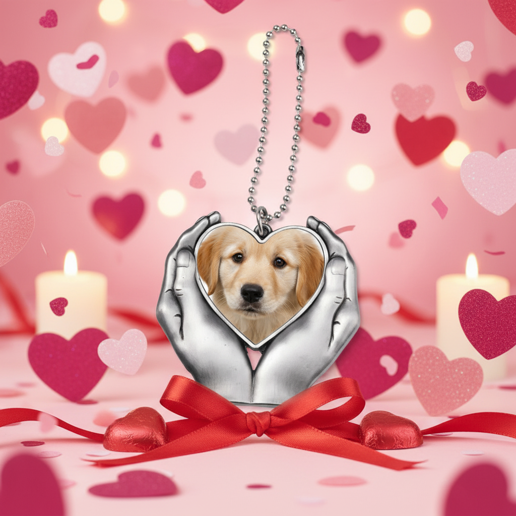 Heart-in-Hands Keychain - Valentine's Background
