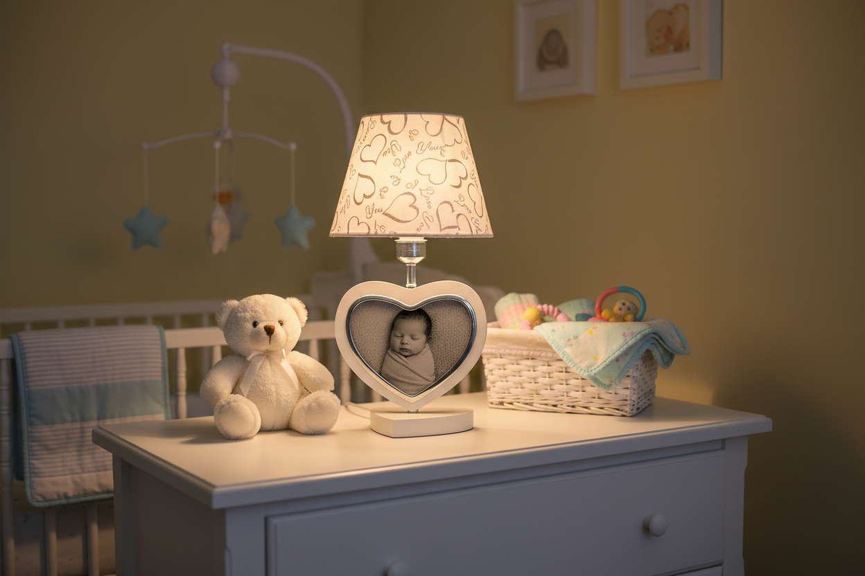 Heart lamp with baby photo
