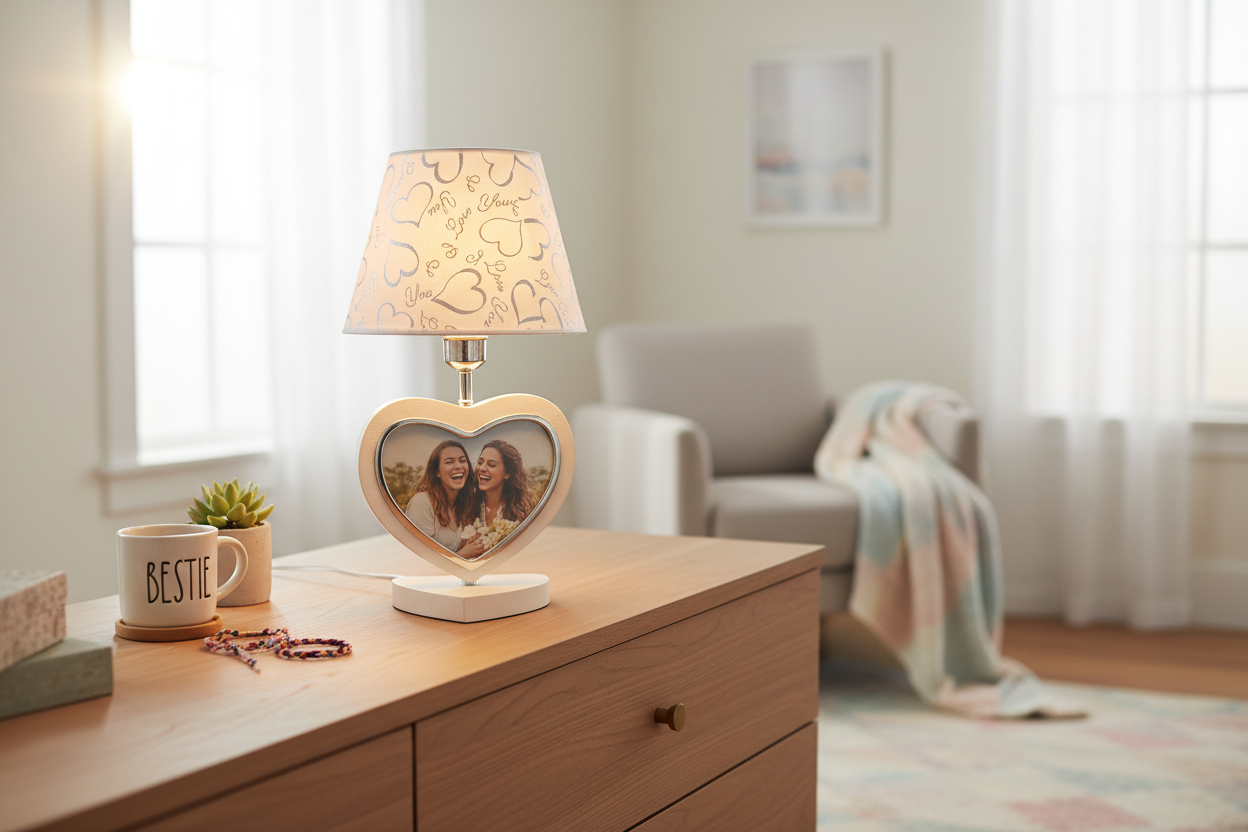 Heart lamp with friends photo
