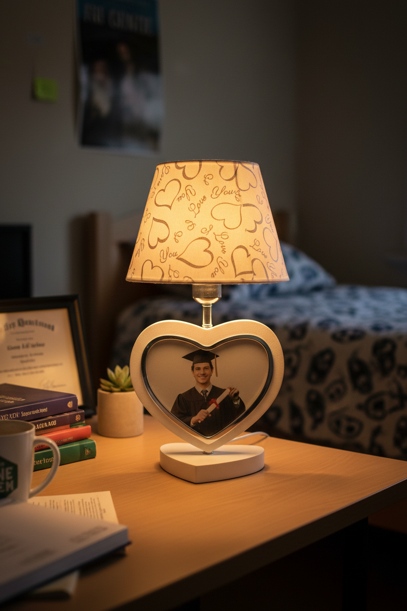 Heart lamp with graduation photo