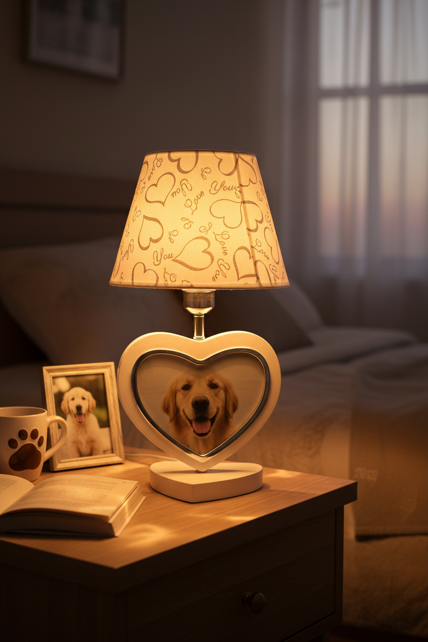 Heart lamp with pet photo