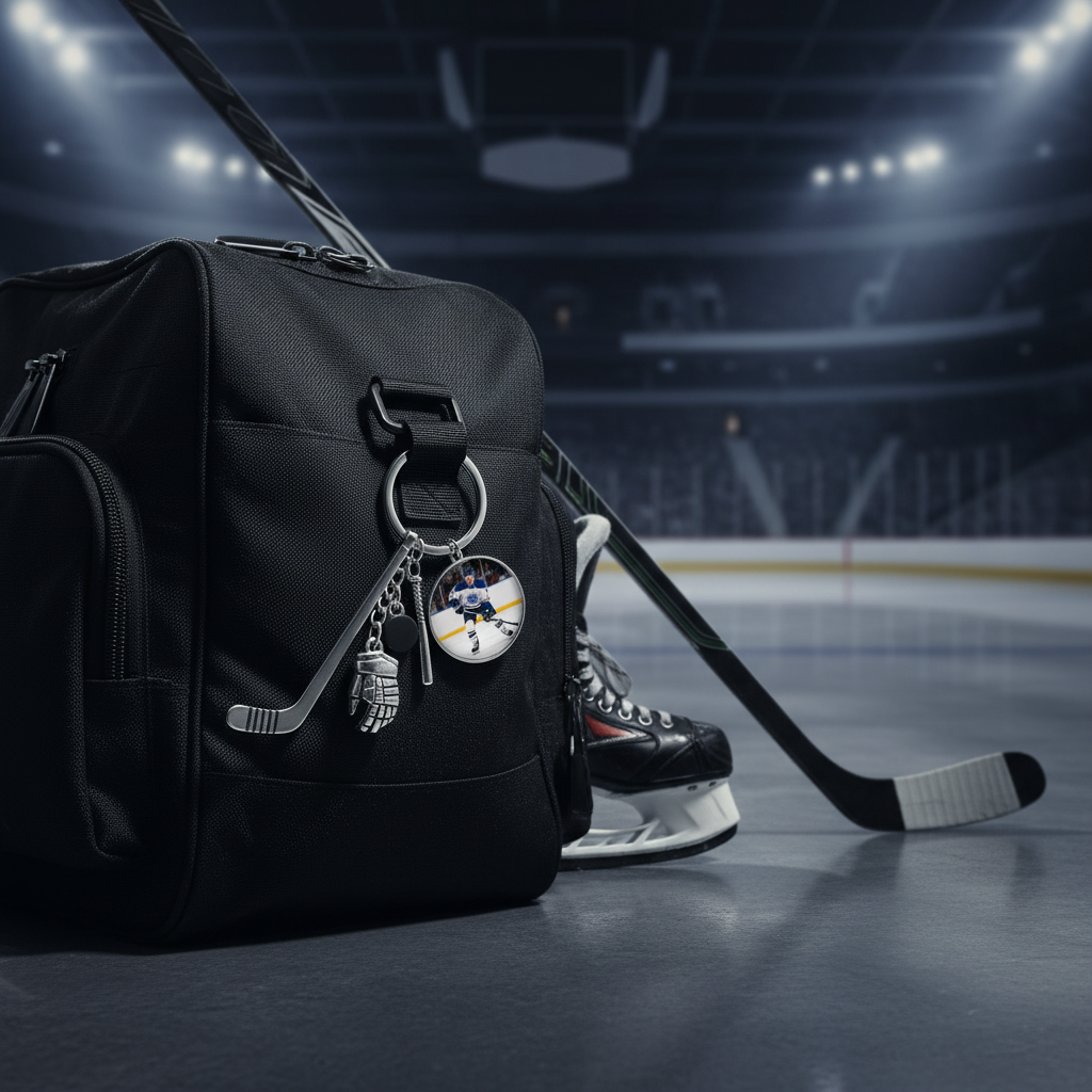 Hockey keychain at rink