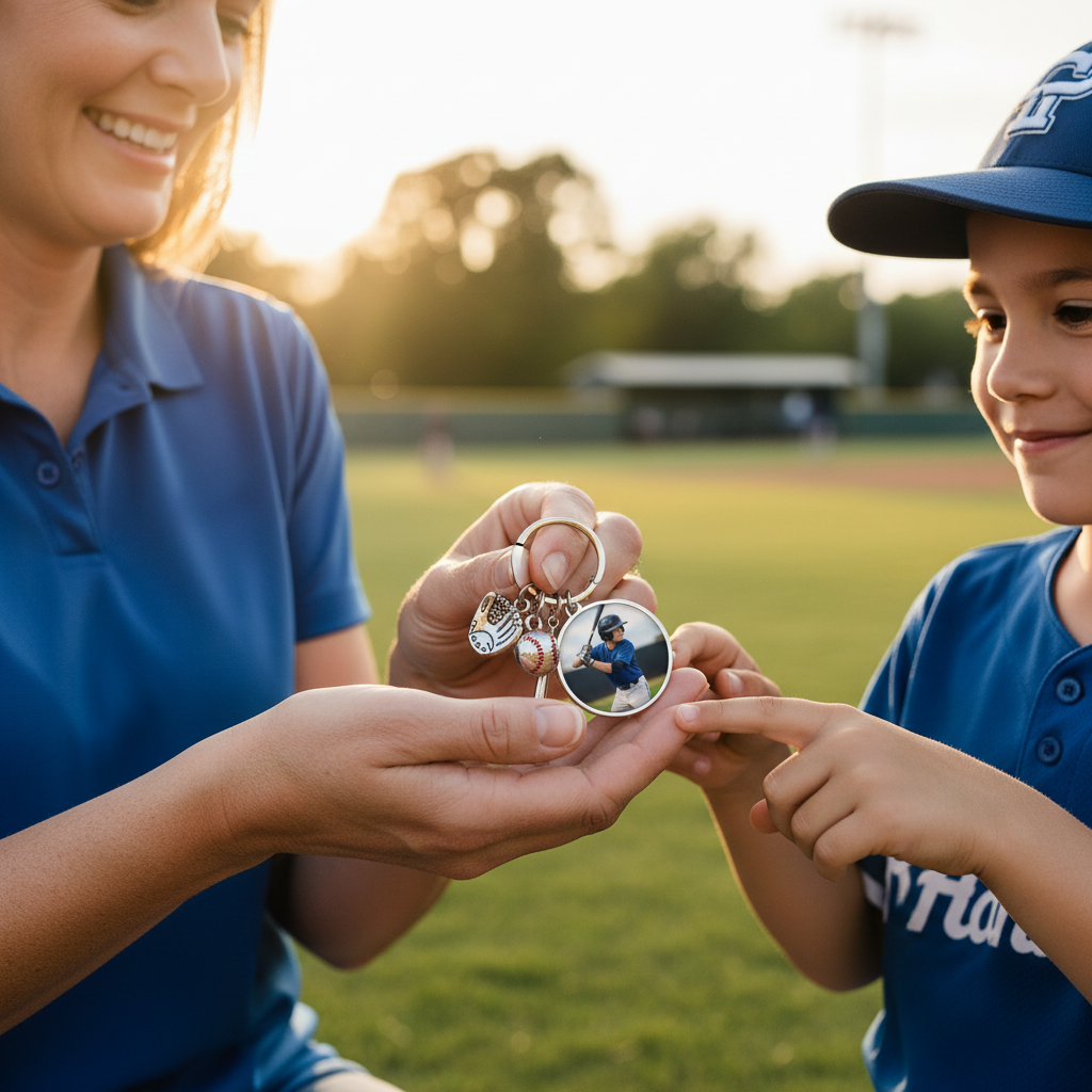 Holding sports keychain