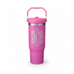 Hot pink 30oz tumbler with engraved design