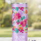 Lavender Purple Tumbler with Design and Plastic Straw