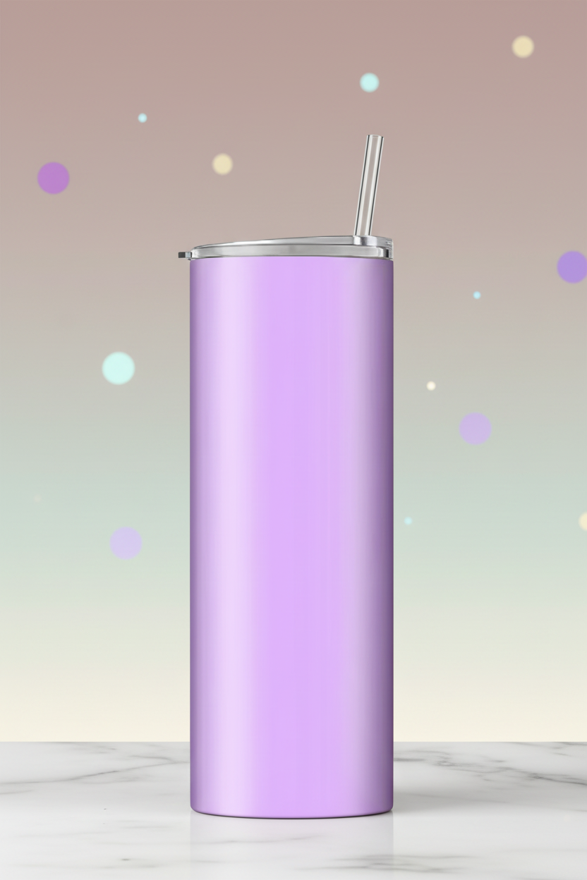 Lavender Purple Tumbler with Plastic Straw