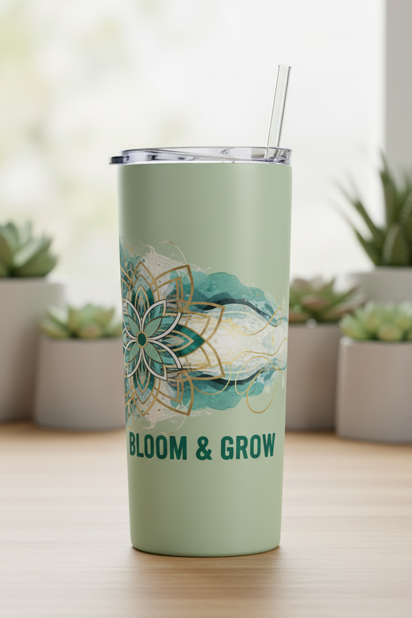 Light Camo Green Tumbler with Custom Design