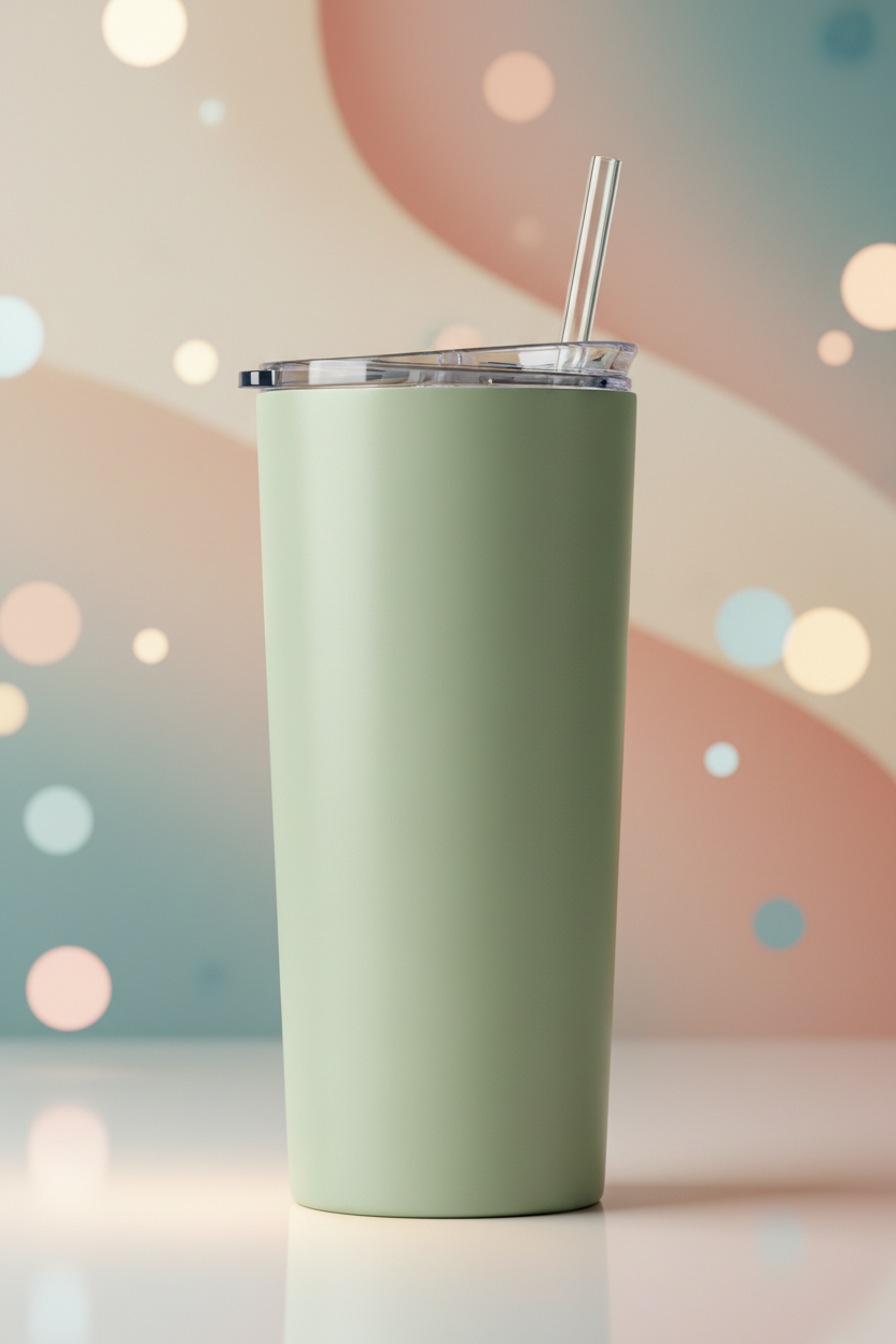 Light Camo Green Tumbler with Professional Background