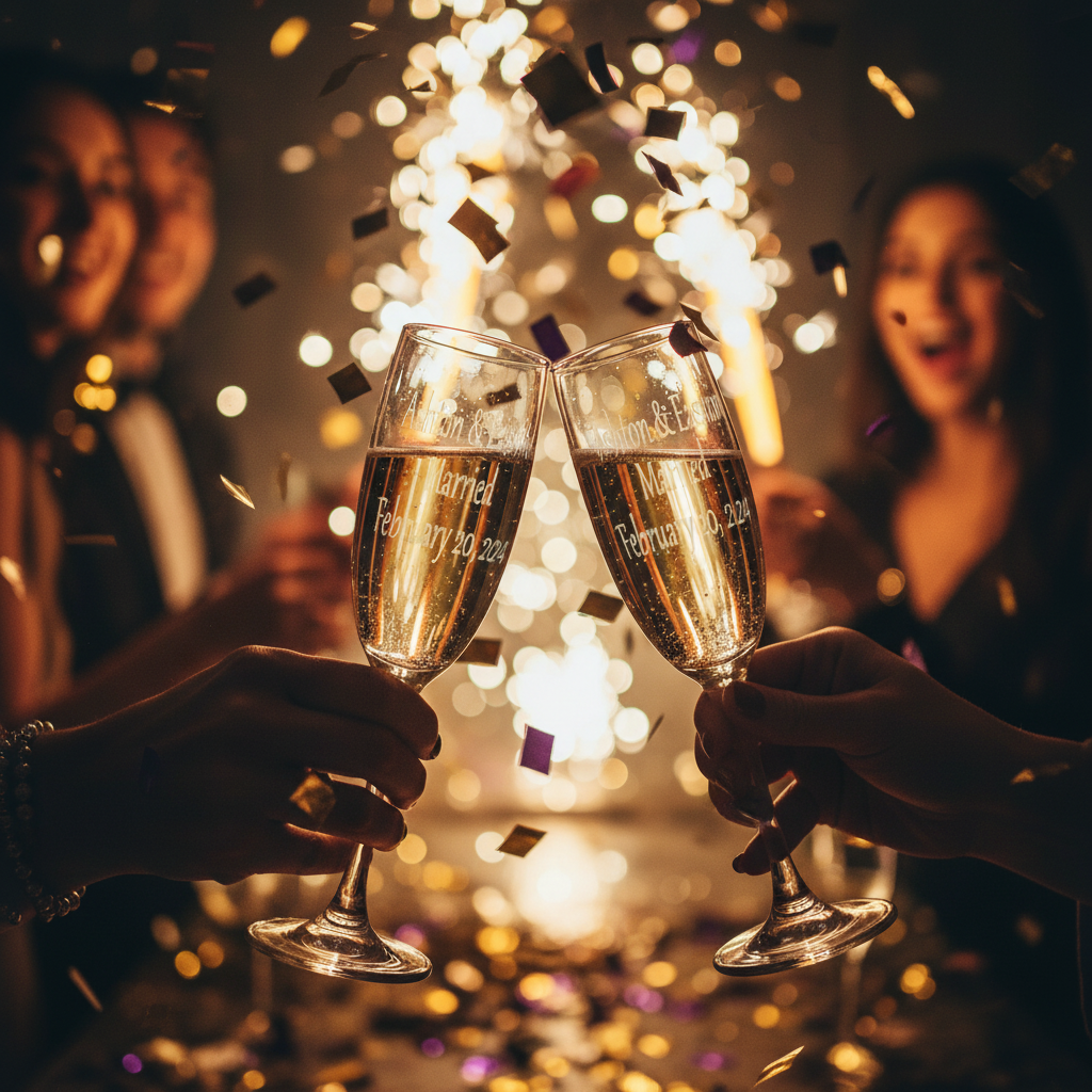 New Year's celebration with champagne flutes