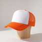 Orange trucker hat with orange mesh
