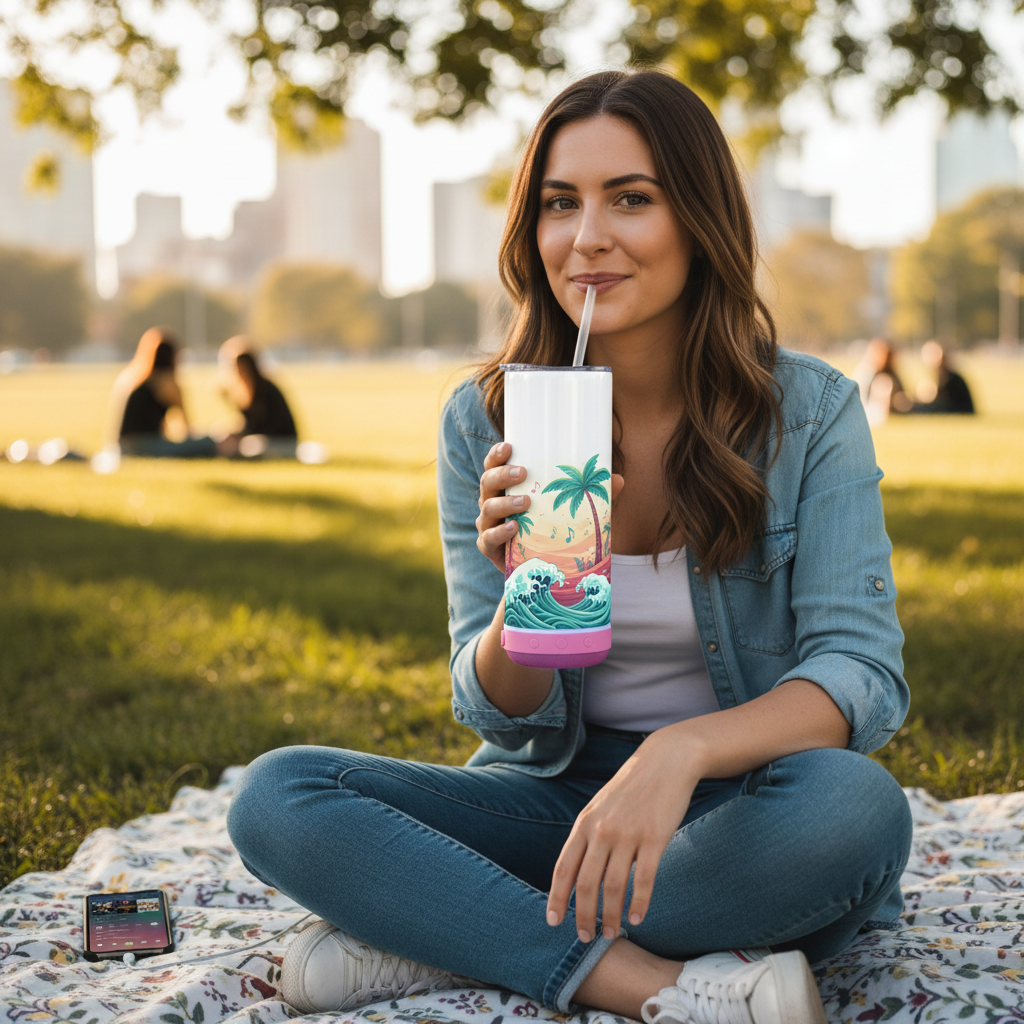 Person Using 20oz Speaker Tumbler