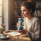 Person Using Silver 20oz Tumbler with Custom Design