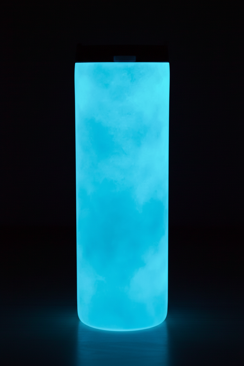 Plain Tumbler Glowing Blue in the Dark