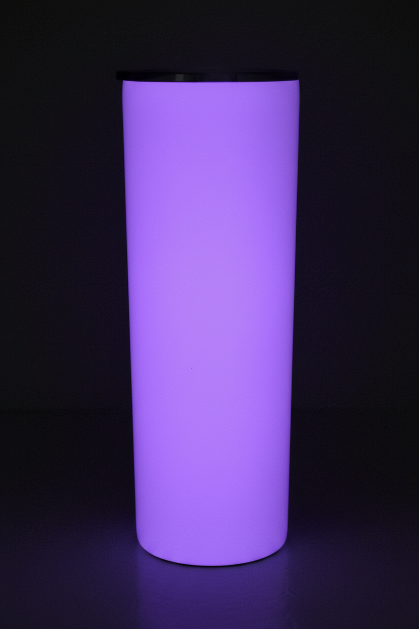 Plain Tumbler Glowing Purple in the Dark