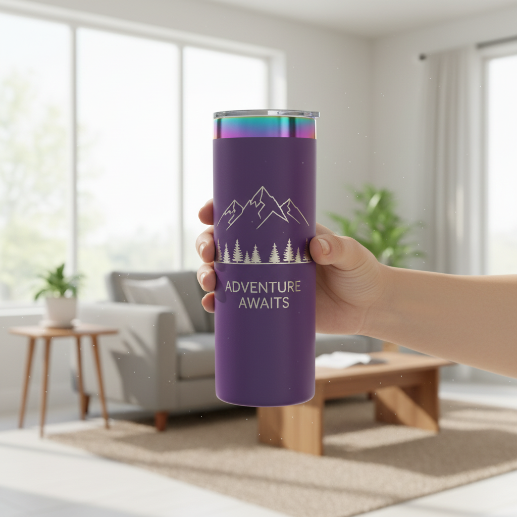 Purple straight tumbler with simple design