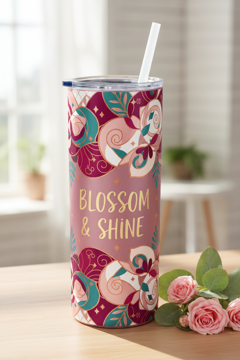 Rose Pink Tumbler with Custom Design
