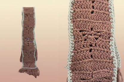 Sepia pink dragonfly scarf collage - folded