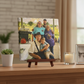 Square format photo slate on display
