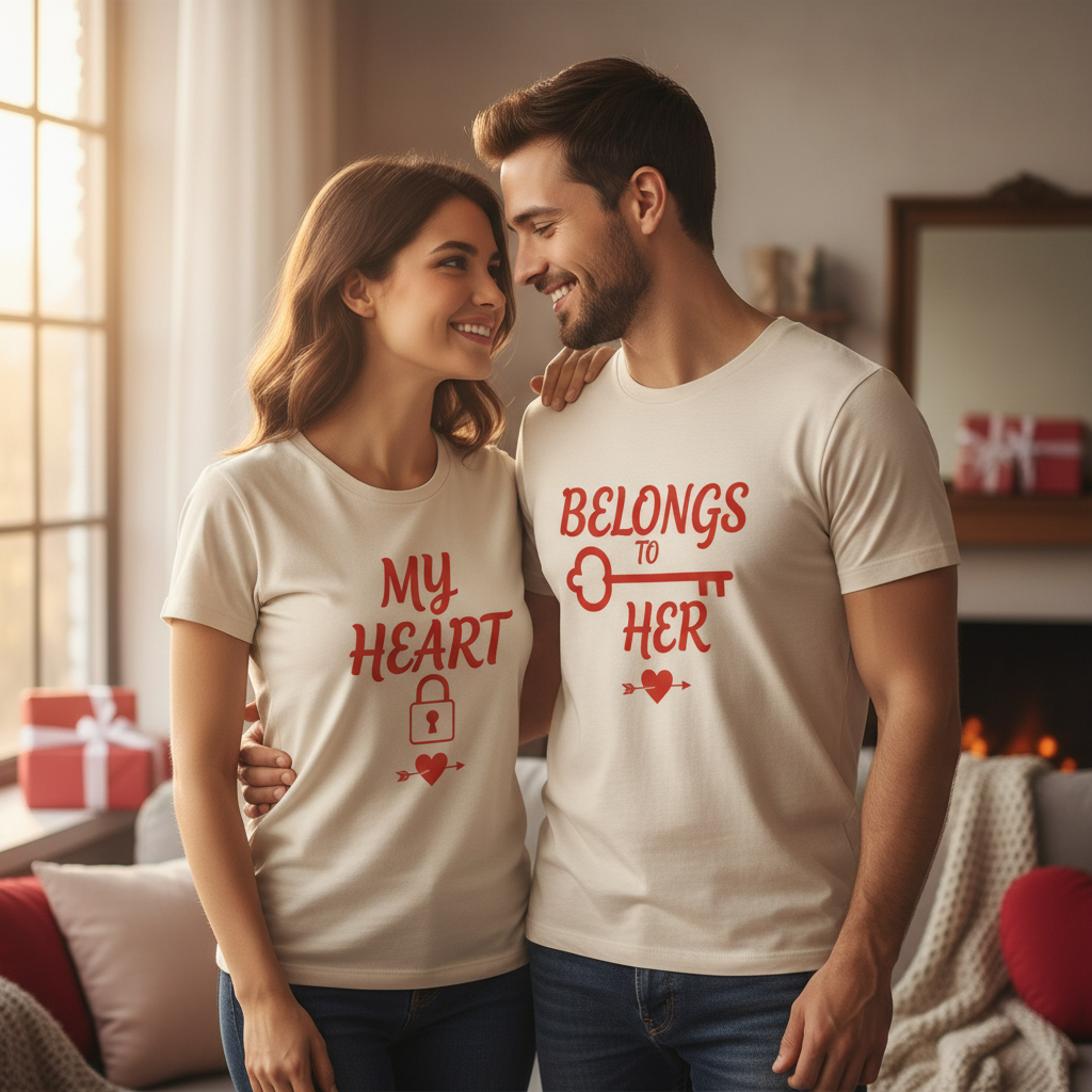 Square lifestyle photo - Valentine's couple t-shirts
