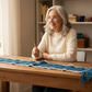 Teal butterfly scarf on desk