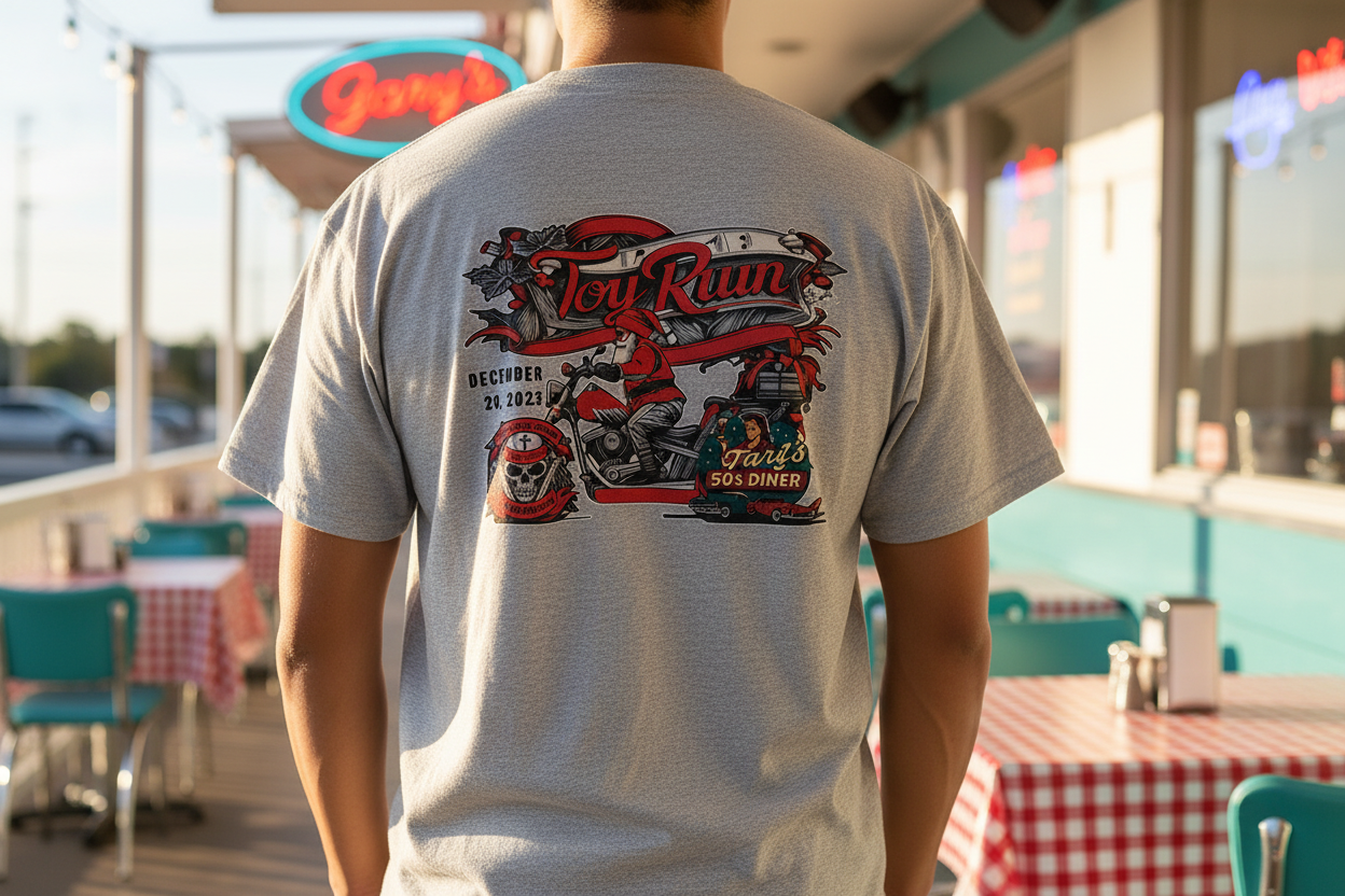 Toy Run t-shirt back view