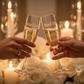 Wedding toast with engraved champagne flutes
