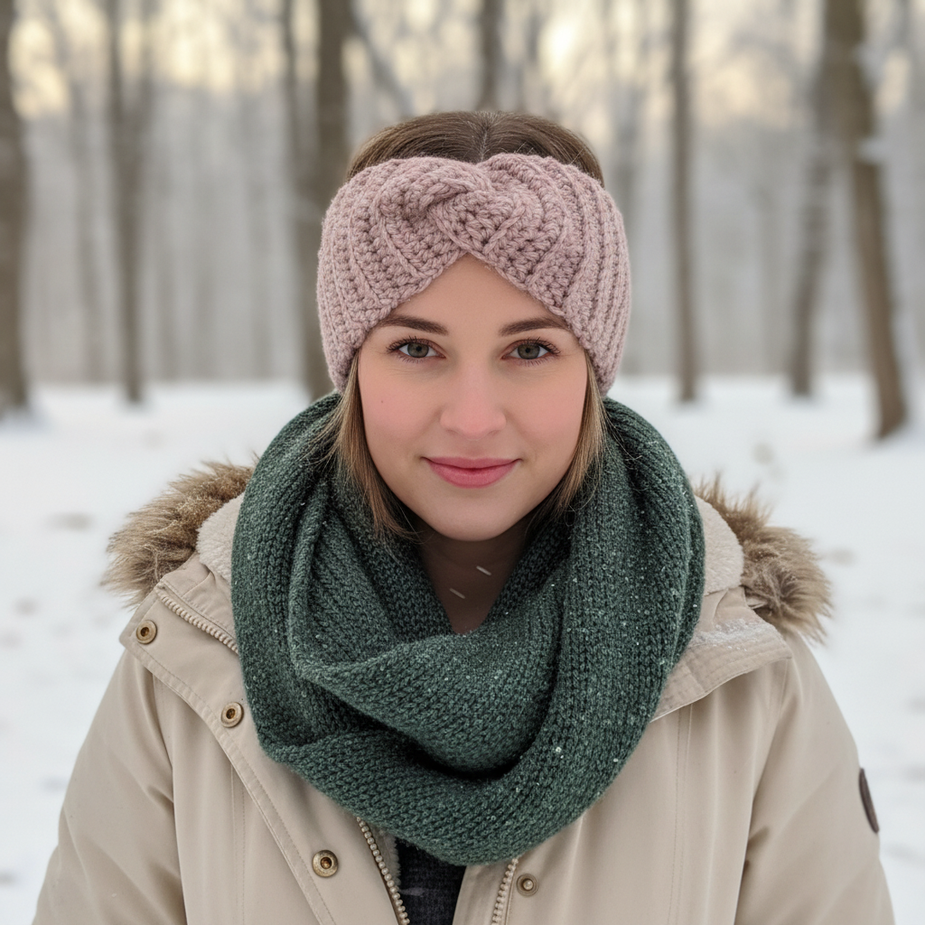 Woman wearing ear warmer - front view